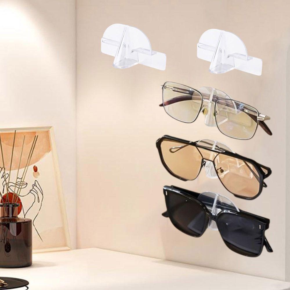10Pcs Clear Glasses Storage Rack Self Adhesive Glasses Wall Holder Glasses Display Holder for Home