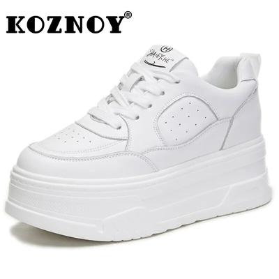 Fujin/Женская обувь 6 см, массивные кроссовки из натуральной кожи, повседневные белые туфли на танкетке, туфли-лодочки на платформе и каблуке Mujer Bombas, дышащие