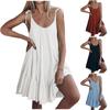 Women's Sexy Suspender Sleeveless Solid Color Beach Long Large Swing Dress