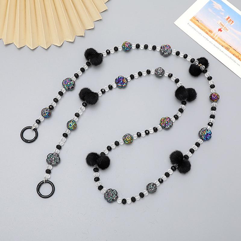 Plush Bead Crossbody Chain Phone Strap Crossbody Lanyard Backpack Lanyards Long Mobile Phone Rope Pendant Camera Strap