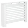 White Wooden Radiator Cover for Radiators and Heaters, Modern Radiator Cover with Anti-Tip, Slats and Support Surface, 112x19x81 cm