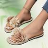 Women's Fashionable Round Toe Open-Toe Flat Sandals Elegant Sexy Beach Slippers Summer Non-Slip Comfortable Lightweight Slippers