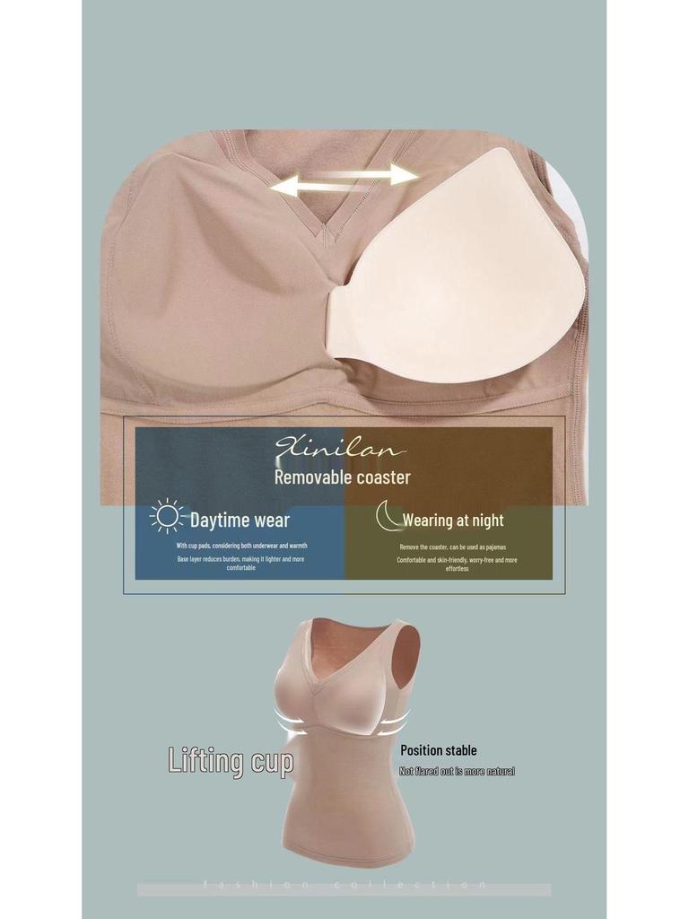 Women's Seamless Quick-Warm Sleeveless Vest with Puffed Wool and Silk