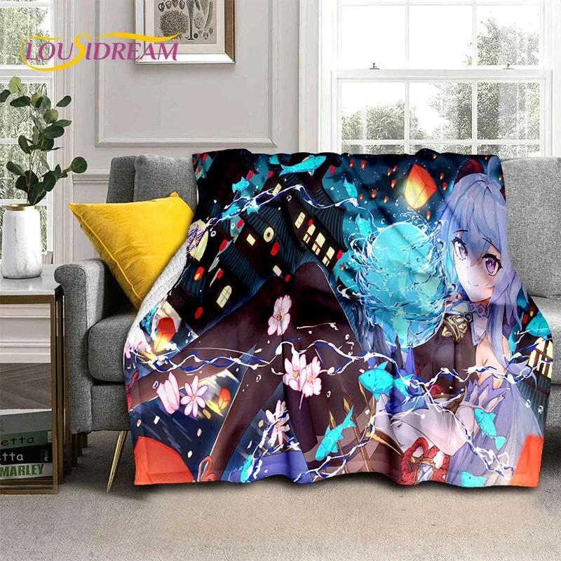 3D милый Genshin Impact мультфильм игра мягкий фланелевый плед для кровати спальни дивана пикника, плед для отдыха на свежем воздухе сон подарок