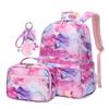 Lightweight Water Resistant Backpack for Kids Girls School Backpack with Lunch Box Elementary Middle School Book Bag Set