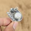 Natural Rainbow Moonstone Promise Flower Adjustable Ring 925 Silver For Girls