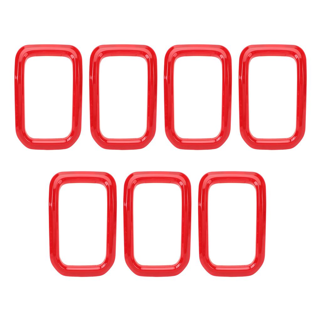 7PCS Front Grille Insert Cover Red Front Grill Cover Rings Frame Trims Kit Outline Car Decoration