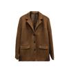Spring New Women's Fashion Style Suede Loose Pocket Lapel Button Blazer