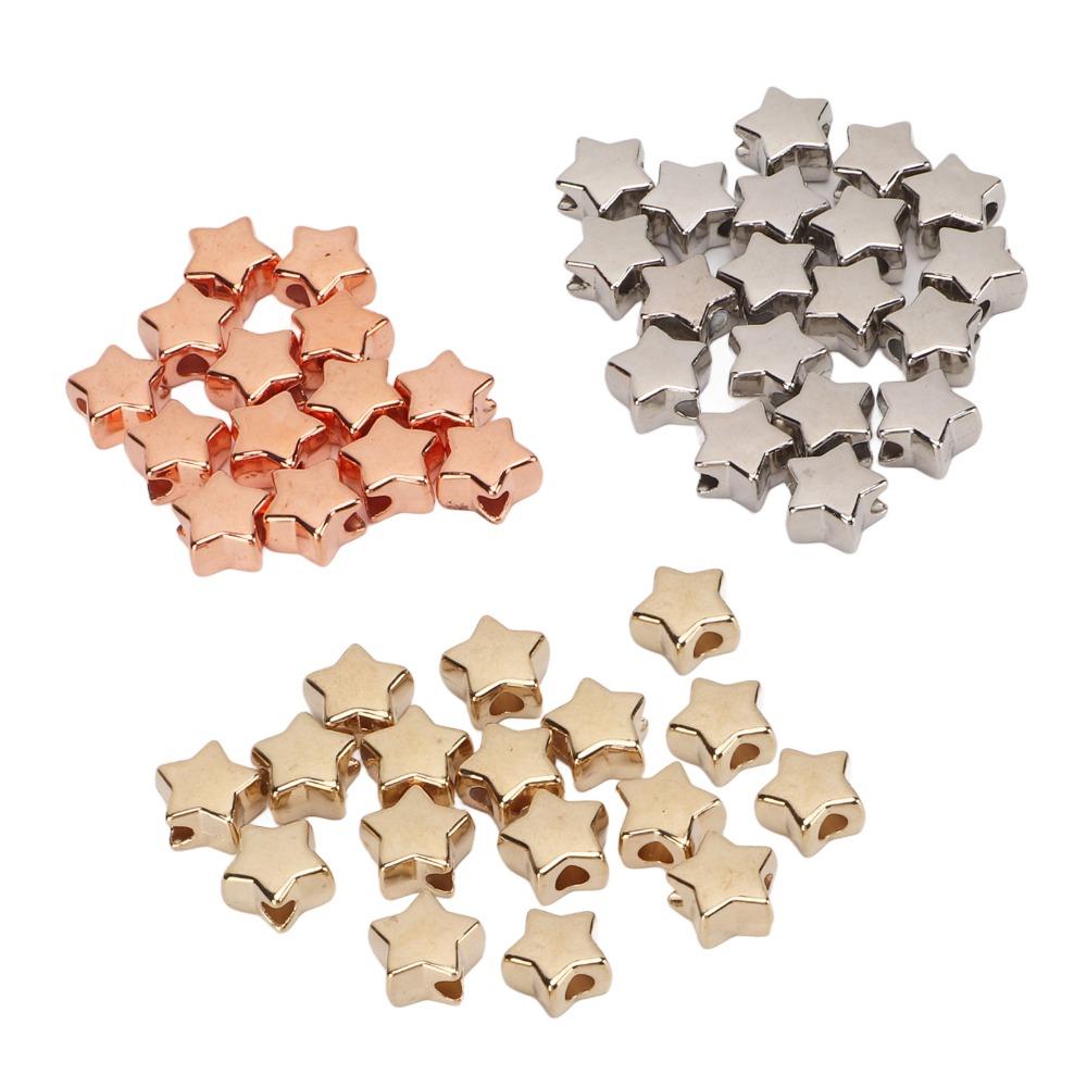 50pcs 3 Colors Star Shaped Beads Small Hole Star Spacer Beads Jewelry Making Beads  Bracelet Making