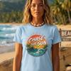 Chase the Sun Surf Shirt Tropical Sunset Beach Tee Vacation Graphic Wave Top