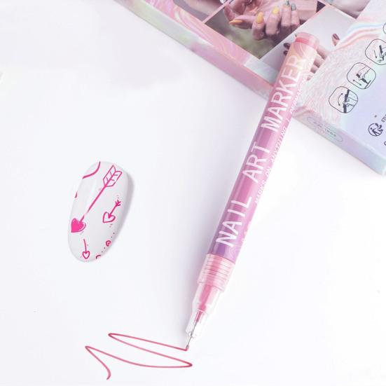 Набор ручек для дизайна ногтей 12 цветов Профессиональные маркеры для рисования на ногтях для гелевых ногтей Быстросохнущий набор красок с прецизионными наконечниками 0,5 мм