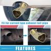 ABSOPRO Car Curved Exhaust Tip 61mm 69x61mm 190mm Muffler Stainless Gold Tone Heart-Shaped Tailpipe, Inlet, Outlet, Length, Bolt-On Tip, Steel,