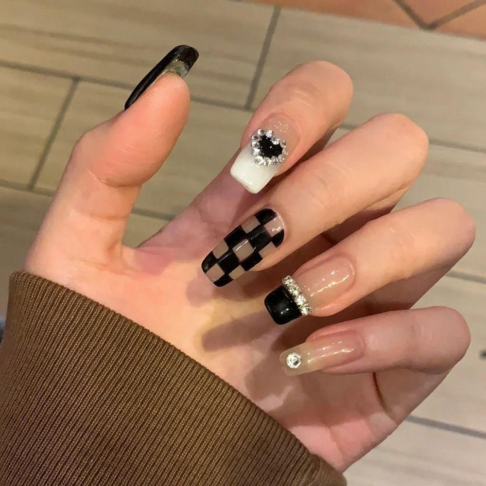 White Lattice Manicure Checkerboard Nail Stickers Nail Foils Nail Art Stickers Nail Art Decorations