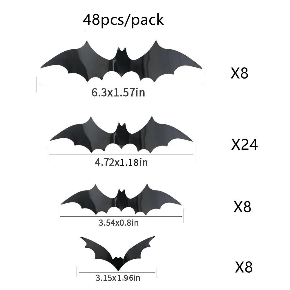 Наклейка на стену детской комнаты, украшение на Хэллоуин, 3D, черная ПВХ-летучая мышь, сделай сам, наклейка на стену в виде летучей мыши, домашние обои