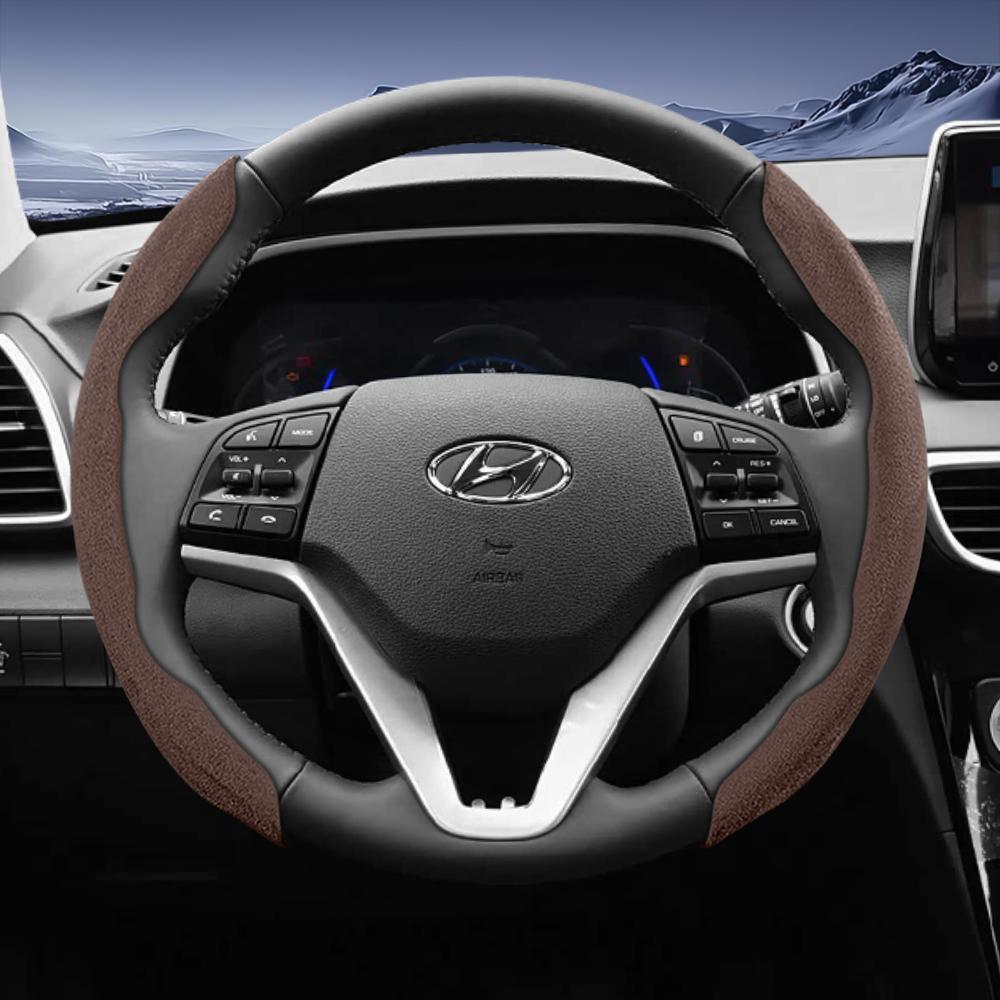 EEJQ9 Suitable for Hyundai Sport Suede Steering Wheel Cover with Split Snap-On Design for Tucson Elantra Avante I30 Sedan Alcazar Grand Creta I10 