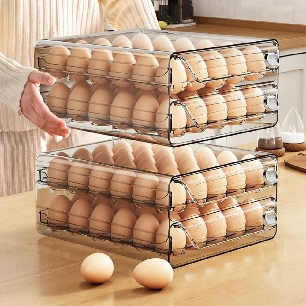Прозрачный контейнер для яиц, двухслойный, из прозрачного пластика, с временной шкалой, большой емкости, держатель для яиц, для хранения продуктов
