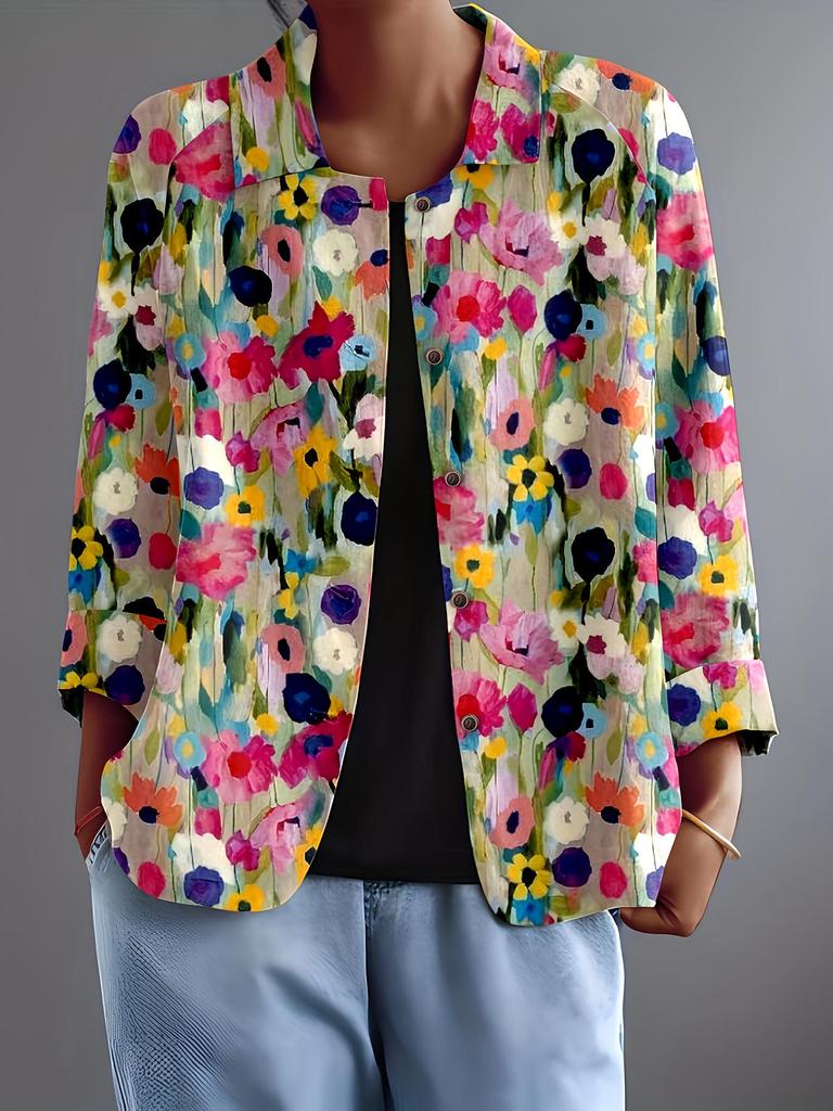 Женская рубашка с длинным рукавом, ретро-принт, 2025 г. - Европейский и американский стиль