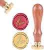 1pc DIY Scrapbook Brass Wax Seal Stamp and Wood Handle Sets Grass Golden 8.9x2.5cm Stamps: 25x14.5mm