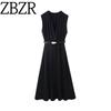 Zbzr Autumn New Women Clothes Western Style Fashion With Belt Patchwork Midi Dress 5029180 800