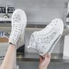 Fashion 4.5CM Women Summer Air Mesh Shoes Mules Shoes Bling Diamond Lace Platform Wedge Microfiber Platform Wedge Hollow Slides Sandals