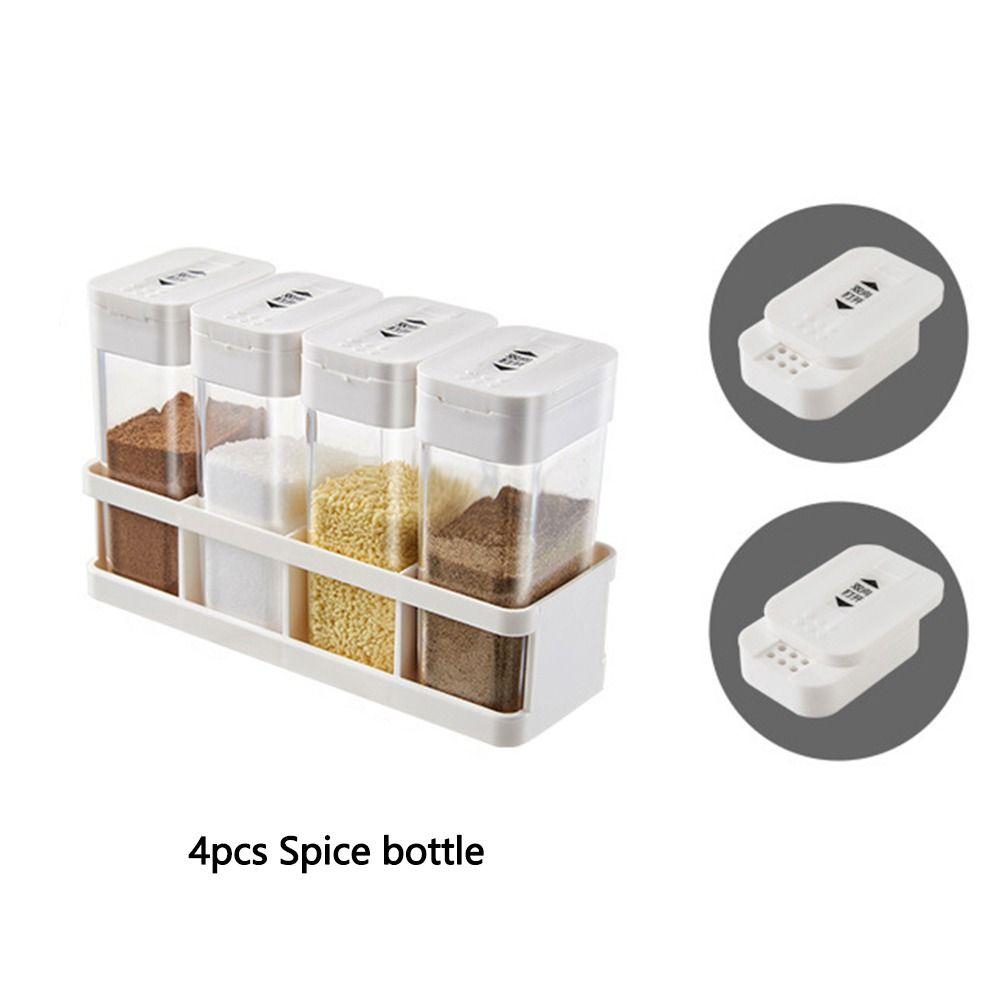 4Pcs/set Plastic Spice Jars Sliding Open Spice Storage Bottle Home Kitchenware