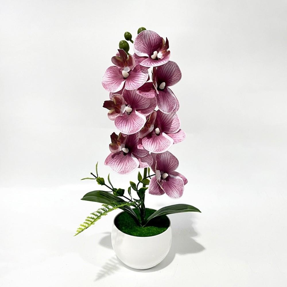 Pink Simulated Flower Butterfly Orchid Potted Artificial Faux Plants Indoor Decoration