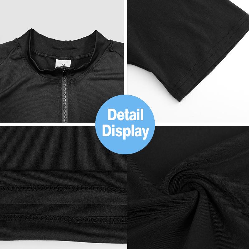 Muscleguys Running T-shirts Mens Compression Shirts Summer Fitness Short Sleeve Quick-Dry Half-Zipper Slim Fit Polo Shirt Baselayer Tees