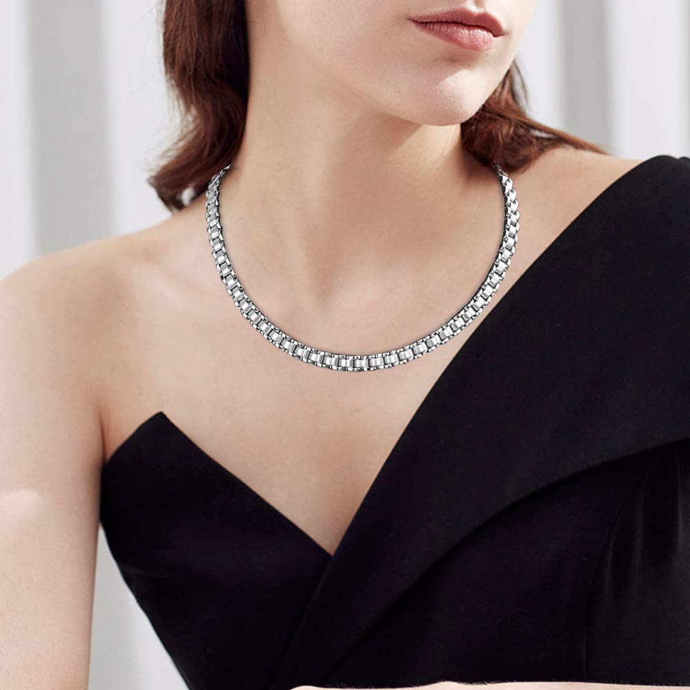 Ожерелье из германия для мужчин и женщин, магнитное ожерелье из чистого титана, гематит, антистатическое ювелирное изделие 3 Германий [N+NITROLUBE] (Серебро, Зерна)