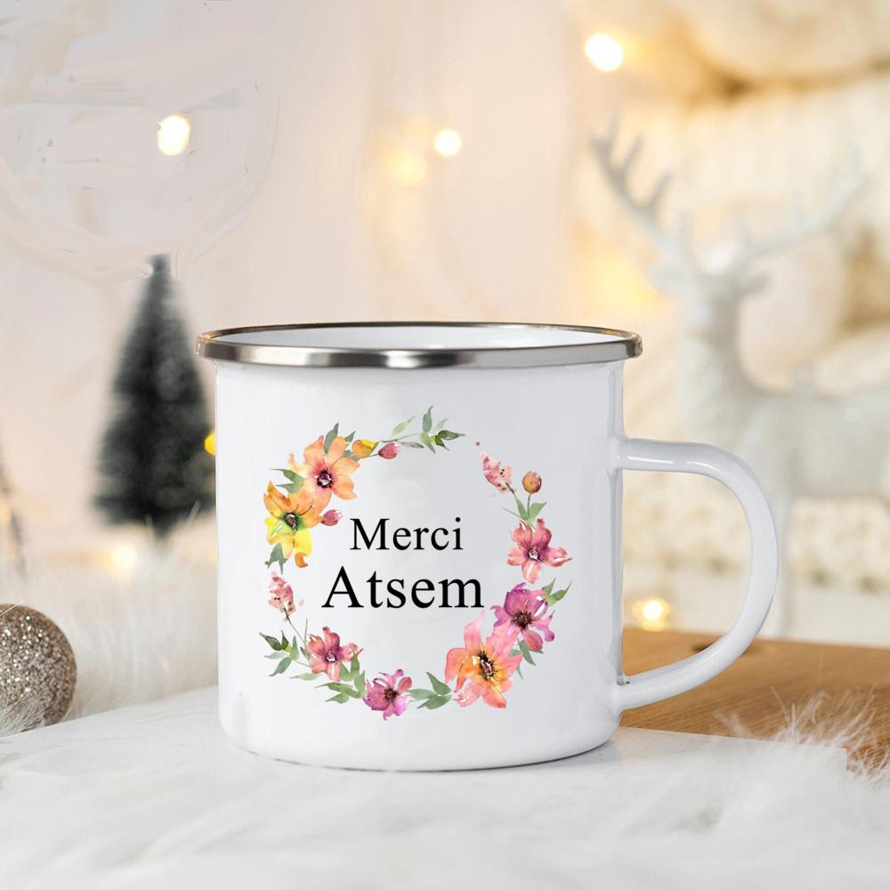 Merci Atsem In France Эмалированные кружки День учителя Напиток Сок Кофе Десерт Какао Молоко Ручка Кружка Праздничные подарки на день рождения