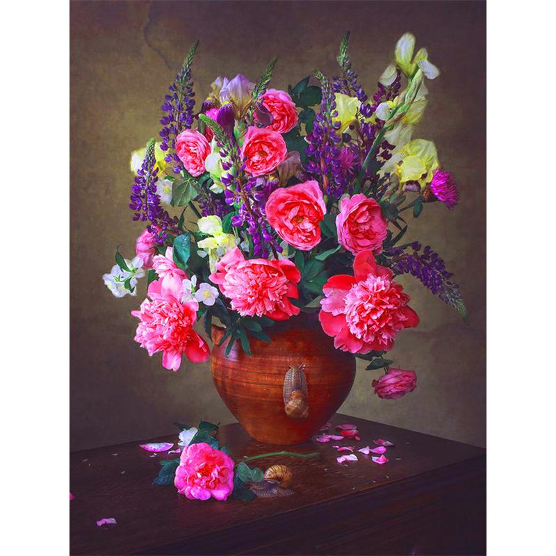 5D DIY Алмазная картина Красивая цветочная мозаика Алмазная вышивка Картина Полный круглый горный хрусталь Домашний декор Подарок