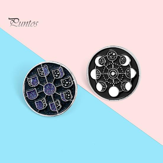 Брошь-булавка с рисунком лунных фаз, ювелирные аксессуары, эмалированный значок с фазами Луны для одежды