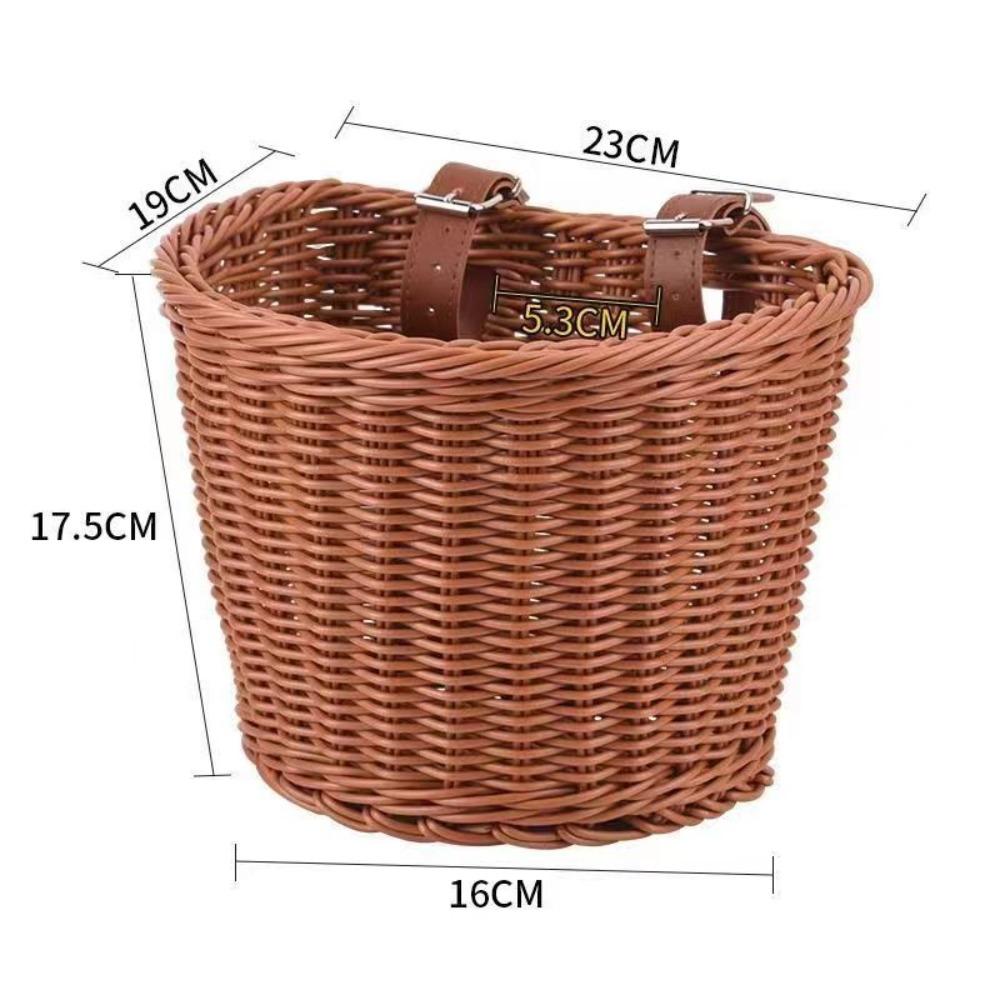 Rattan Woven Bicycle Basket Removable Bike Storage Basket Durable Carrier Bag Kid
