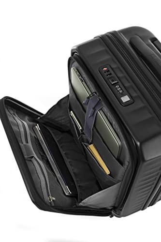 American Tourister Frontec Spinner 54/19 Expandable Suitcase, Carry-on Size, 38L, 54cm, 3.1kg, 25cm, Jet Black, One Size