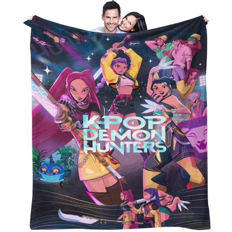 Плед K-Pop Охотники на демонов Супертеплый Удобный Фланелевый плед Подарки для фанатов для дома Отдыха Кемпинга Путешествий