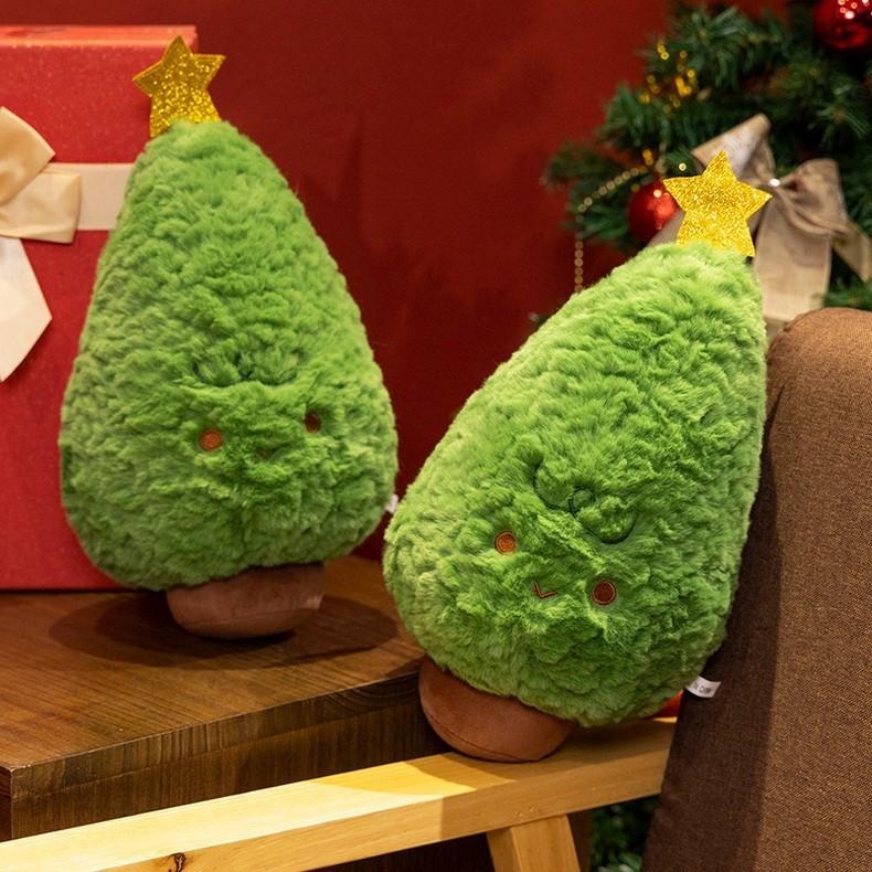 35cm Christmas Green Tree Plush Pillow Doll For Room And Sofa Decoration