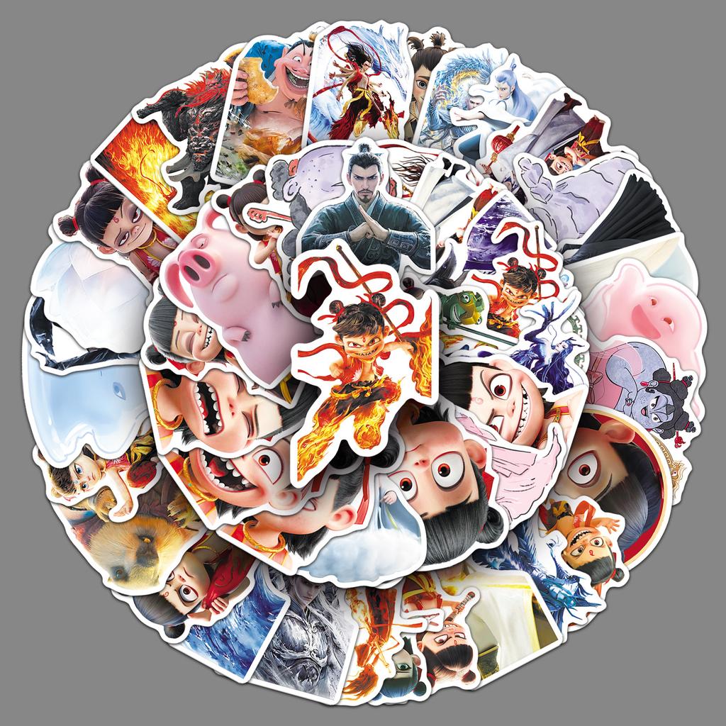 60 Наклеек Граффити Нечжа Персонализированные Мультяшные Горячие Китайские Комиксы Декоративный Набор Наклейки для Чемодана Чехла для Мобильного Телефона Компьютера