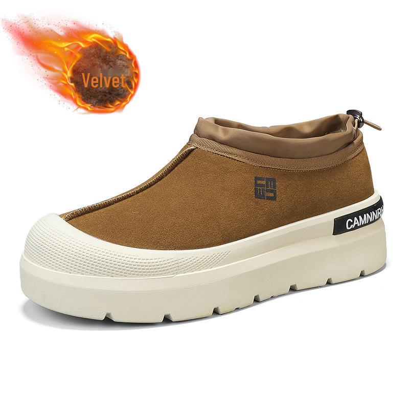 Мужские зимние полуботинки Plus Velvet Warm Cotton Low-Top - Толстая подошва, тренд для активного отдыха, рабочая одежда, 5 сезонов