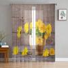 Желтые ромашки с цветком дерева, шифоновые тюлевые шторы для гостиной, кухни, спальни, прозрачная вуаль, пряжа, обработка окон