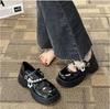 Thick Soled Mary Jane Shoes for Women  New Sweet Buckle Loafers Pearl Chain Round Toe Platform Dress Lolita Shoes Pumps
