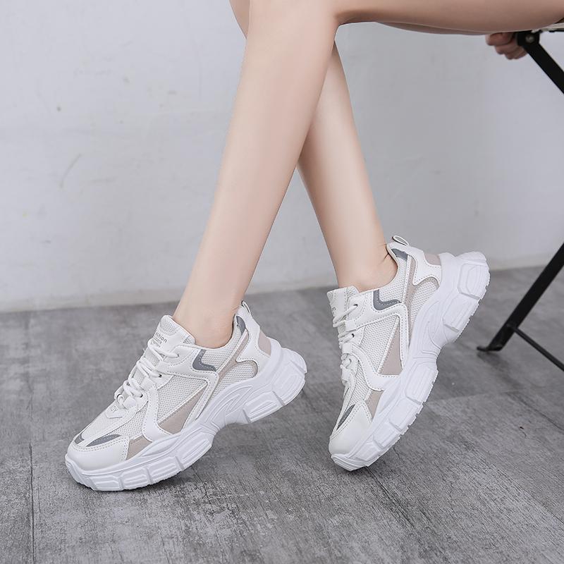 Модные женские кроссовки 2024 года, осенние женские туфли на платформе, белые сетчатые дышащие кроссовки, теннисные женские повседневные туфли для папы, zapatos mujer