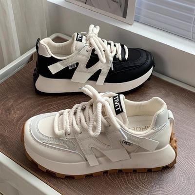 Круглая голова спортивная Forrest Gump папы обувь женская платформа осень новый шикарный нишевый кекс бег крем вафельные туфли