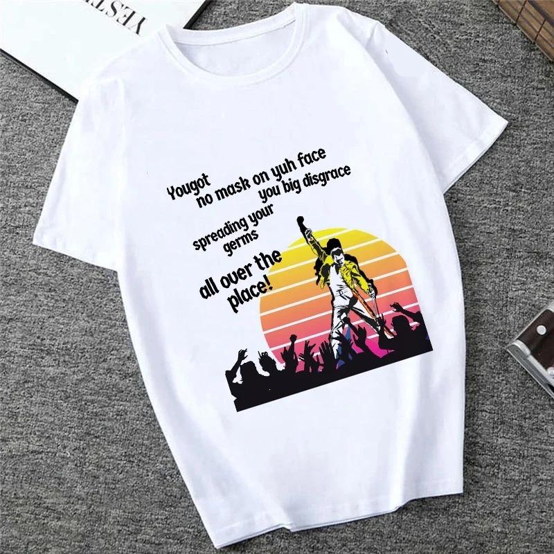 Футболка Freddie The Queen Белая Модная Женская Футболка Харадзюку Каваи Одежда С Коротким Рукавом Летняя Футболка Повседневный Женский Топ С Круглым Вырезом