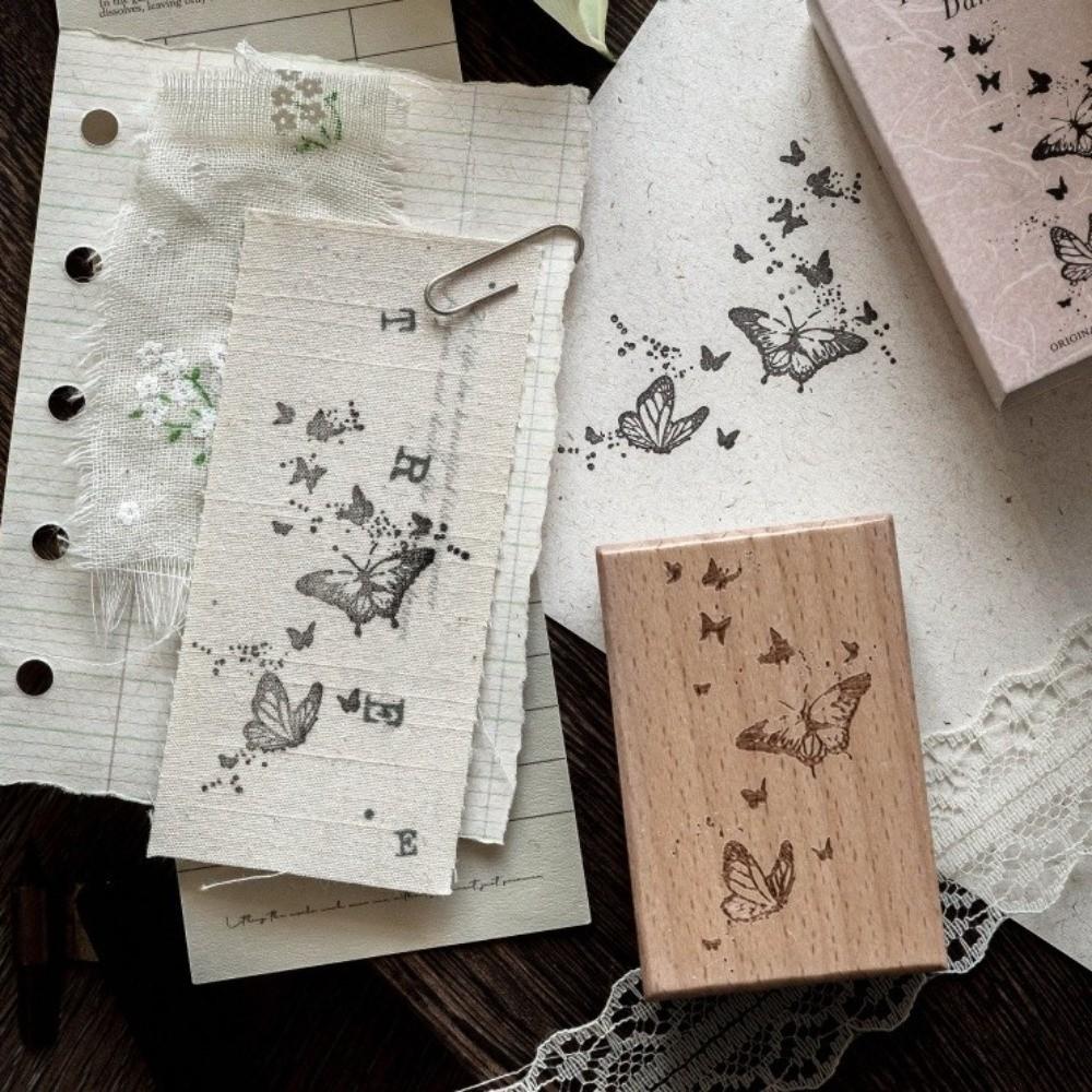 Flower Butterfly Leaves Rubber Craft Stamps Wooden Journal Stationery Children Stamp for Scrapbook