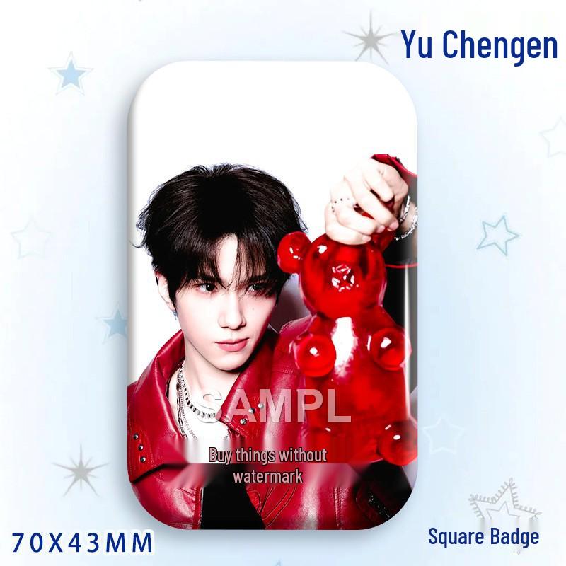 Yu Cheng'en Baji Star Idol Laser Rectangular Badge Brooch Pendant