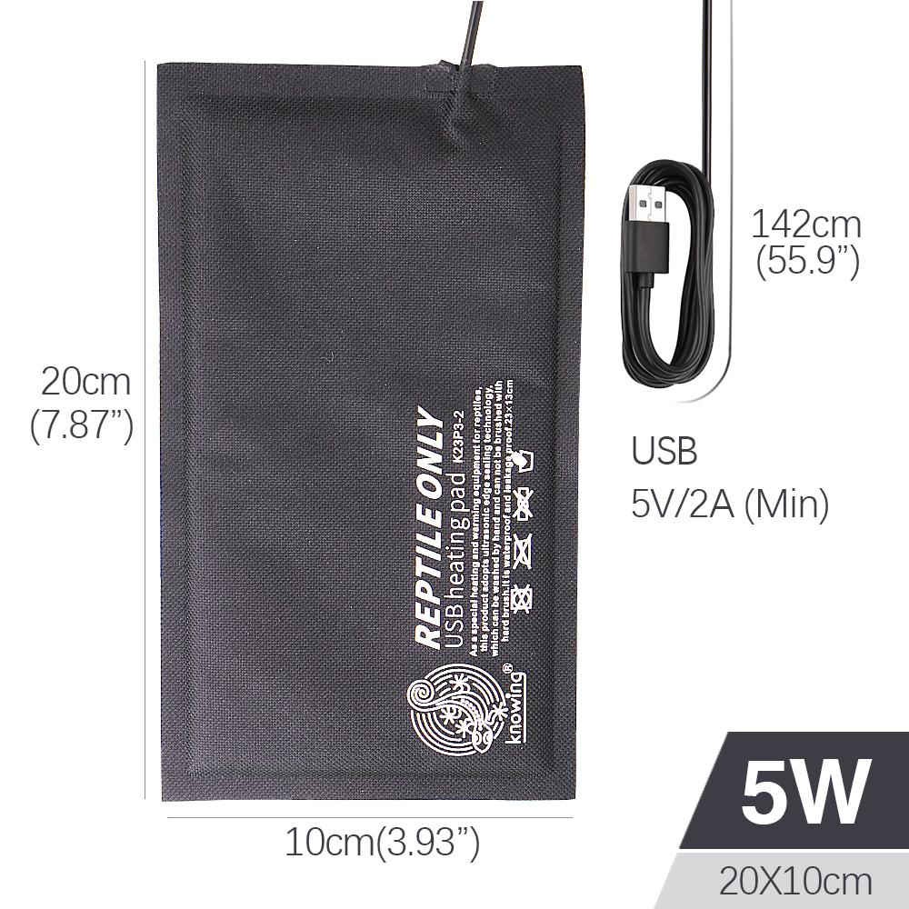4W/7W/9W USB Carbon Fiber Heating Pad for Reptile Heating Mats 10x20cm 13x23cm 18x28cm Terrarium Climbing Pet Heating Warm Pads