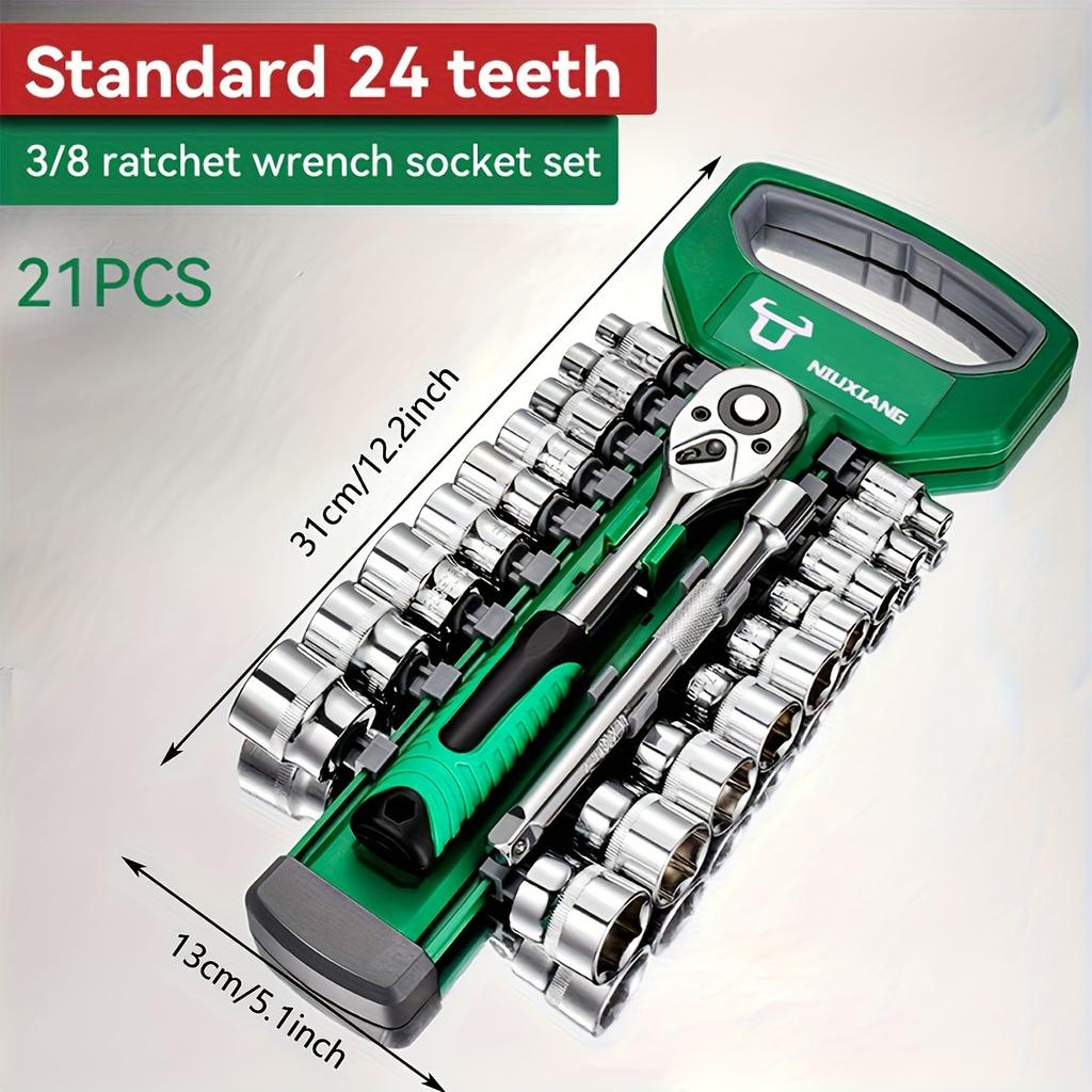 Набор торцевых ключей с храповым механизмом 1/4 3/8 1/2 дюйма, 21 шт., набор торцевых ключей с приводом, улучшите свой ремонт автомобилей и мотоциклов