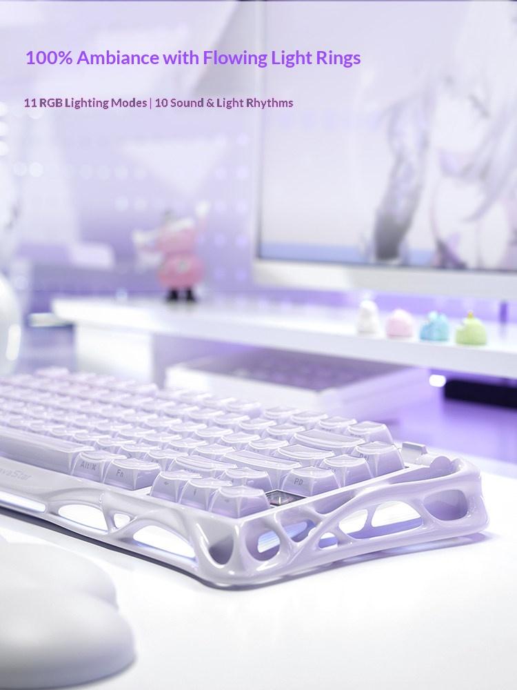 Gravastar Mercury K1 Фиолетовая Беспроводная Игровая Механическая Клавиатура Или M1 Фиолетовая Беспроводная Игровая Мышь Bluetooth Клавиатура С Горячей Заменой