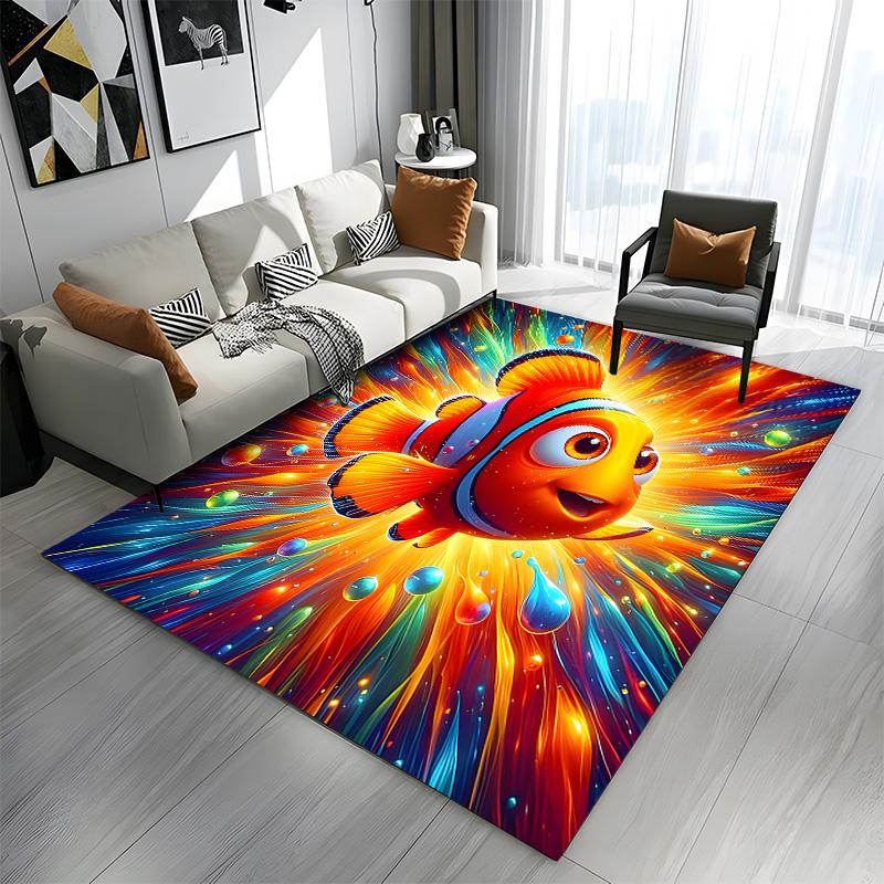"Colorful Clownfish with Vibrant Glow" Patterned carpet a non slip rug suitable for all seasons and any setting, gift