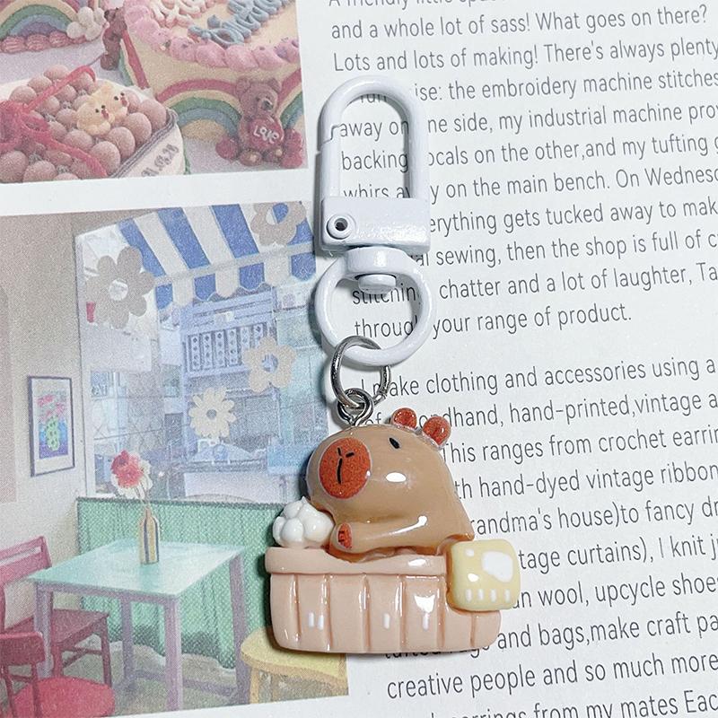 Брелок из смолы Capybara, забавная подвеска для сумки Capybara, милый забавный брелок для ключей с изображением животных, милые аксессуары для ключей