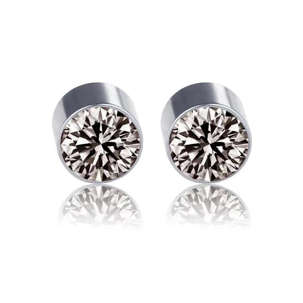Stainless Steel Magnetic Diamond Ear Studs Clip-On Unisex No Piercing
